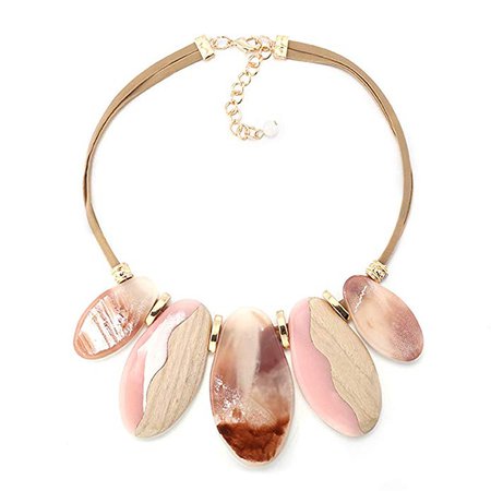 Pink Vintage Tribe Chunky Collar Necklace, Geometry Acrylic Pendant Bib Statment Necklace Costume Jewelry (Necklace): Clothing