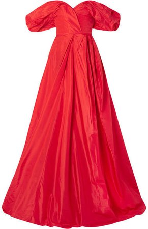 Off-the-shoulder Silk-taffeta Gown - Red