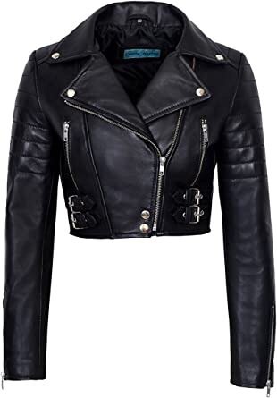 Cropped Black Leather Jacket
