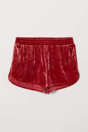 Velour Shorts - Red