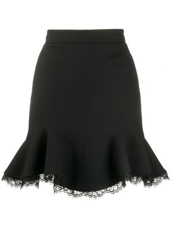 Shop black Alexander McQueen lace-trim ruffled skirt with Express Delivery - Farfetch
