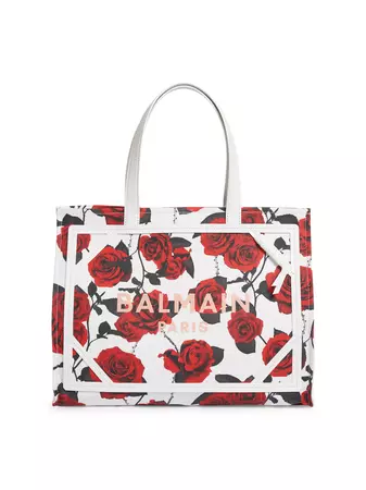 Shop Balmain Medium B-Army Rose-Print Shopper Tote Bag | Saks Fifth Avenue