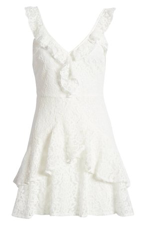 All in Favor Ruffle Tiered Lace Minidress