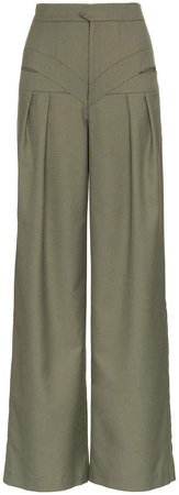 Situationist high-waisted cut out wool trousers