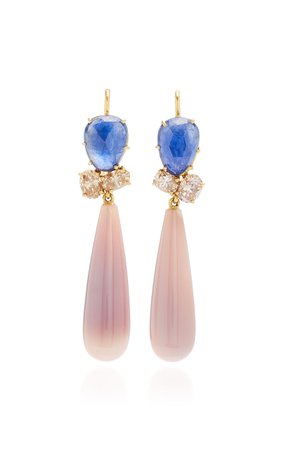 Sylva & Cie 18K Yellow Gold Sapphire And Opal Earrings