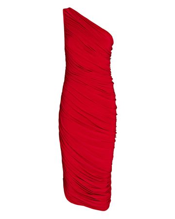 Norma Kamali Diana One-Shoulder Ruched Mini Dress in red | INTERMIX®