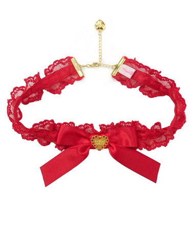 lace heart charm choker (red) - angelic pretty