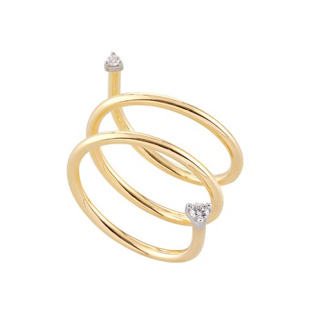Anel de ouro amarelo 18K com diamantes - Espiral - Coleção Simplechic - HStern