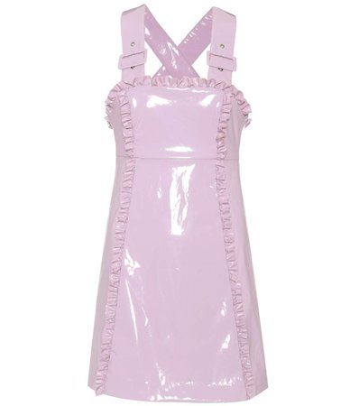 Lilac Leather Apron Mini Dress