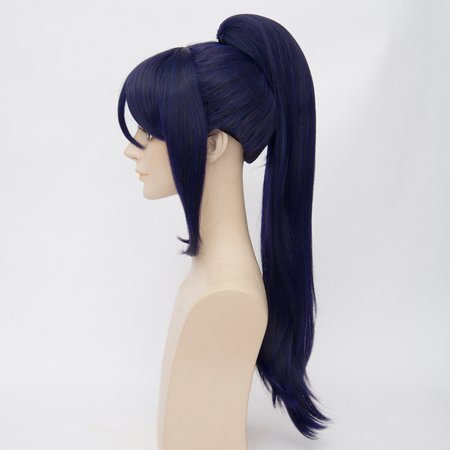 dark blue ponytail wig