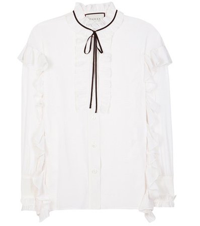 Ruffled cotton and silk blouse