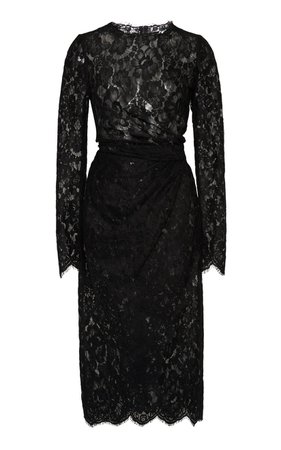 Gathered Guipure Lace Midi Dress by Dolce & Gabbana | Moda Operandi