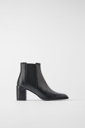 LEATHER HEELED ANKLE BOOTS WITH GORING - View all-SHOES-WOMAN | ZARA United States