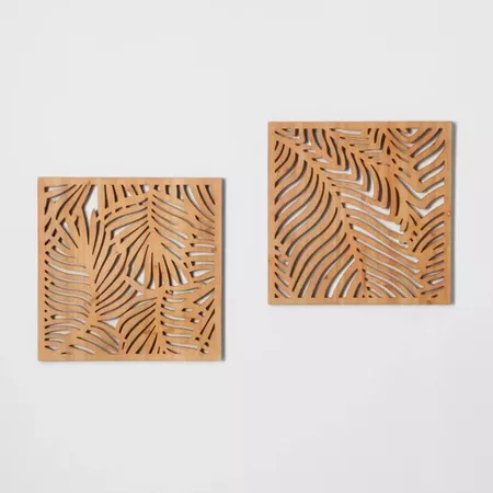 Carved Wood Palm Leaf 2pk Wall Decor - Opalhouse™ : Target