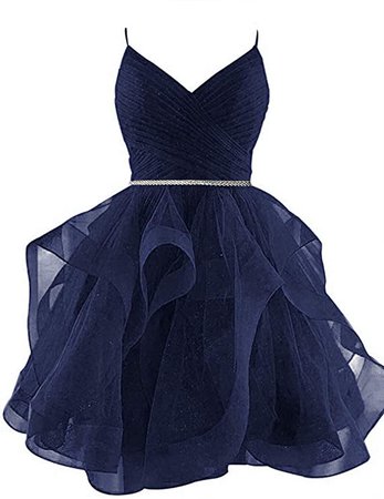 Amazon.com: XIA Women's Spaghetti Strap Homecoming Dresses Junior Tiered Tulle Glitter Short Prom Fomal Evening Cocktail Gowns Navy Blue: Clothing