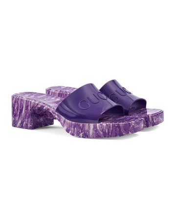 Gucci Slide Sandal With Logo in Purple | Lyst