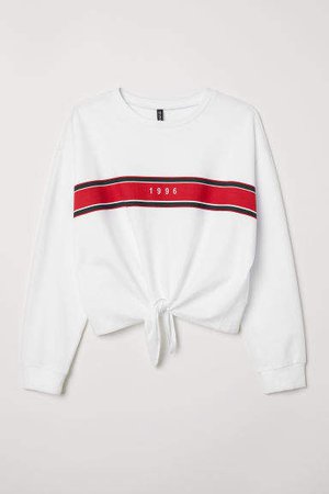 H&M+ Tie-detail Sweatshirt - White