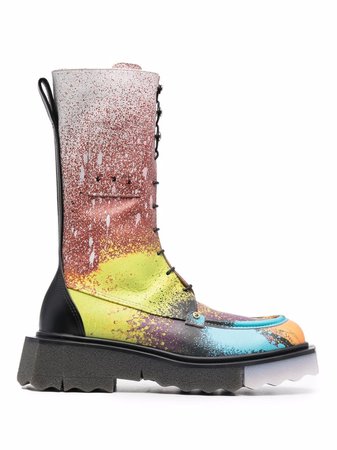 Shop Off-White Sponge paint splatter-effect boots with Express Delivery - FARFETCH