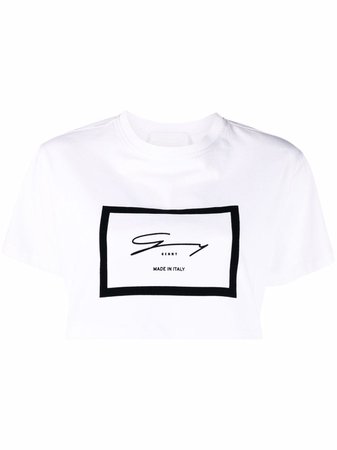 Shop Genny logo-print cropped T-shirt with Express Delivery - FARFETCH