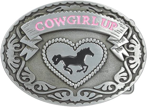 Buckle Rage Adult Womens Cowgirl Up Rodeo Western Horse Oval Belt Buckle Silver at Amazon Women’s Clothing store: Country Girl Belt Buckle
