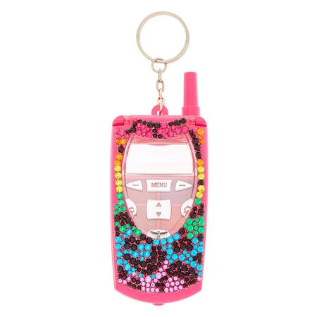 Rainbow Leopard Bling Flip Phone Makeup Compact - Pink | Claire's US