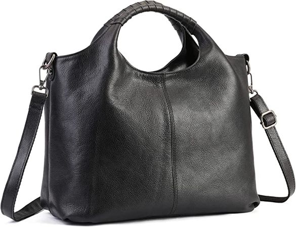 Amazon.com: Genuine Leather Handbags Purses for Women,Top Handle Satchel Handbags Crossbody Tote Bags Hobo Bag for Ladies Black : Clothing, Shoes & Jewelry