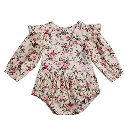 Amazon.com: BiggerStore Infant Baby Girl Twins Long Sleeve Ruffles Romper Bodysuit Outfit Clothes: Clothing