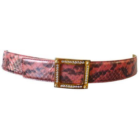 1990s Gianni Versace Pink Snakeskin Belt For Sale at 1stdibs