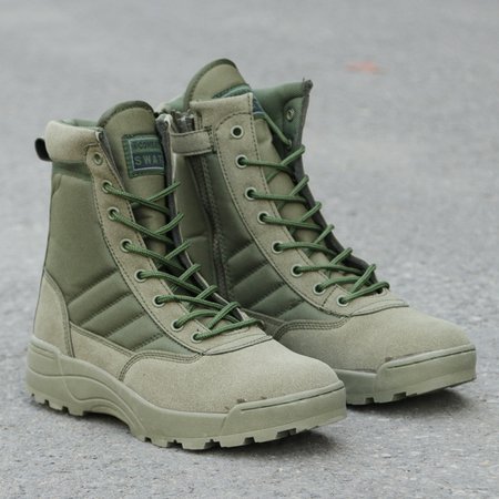 green army combat military shoes treaded sole