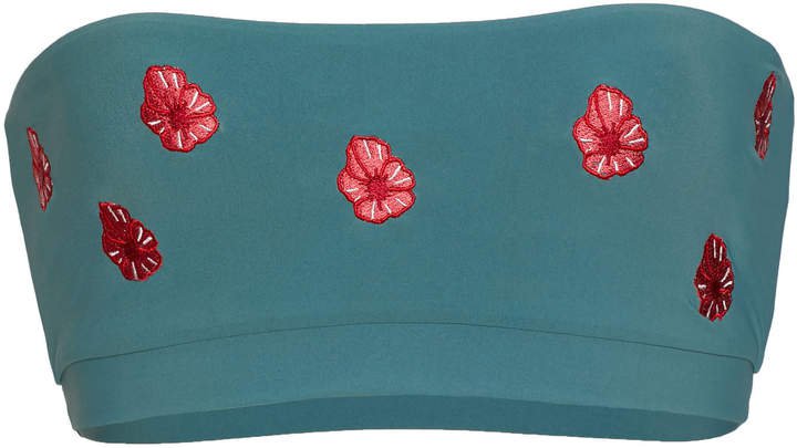 Floral Embroidered Bandeau Bikini Top