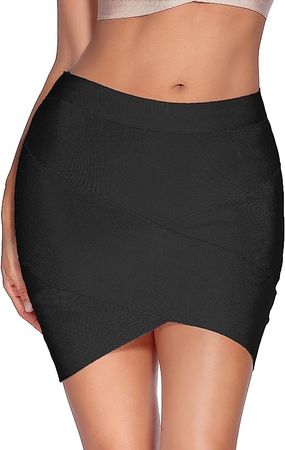 meilun Women's Rayon Bandage Bodycon Mini Skirt at Amazon Women’s Clothing store