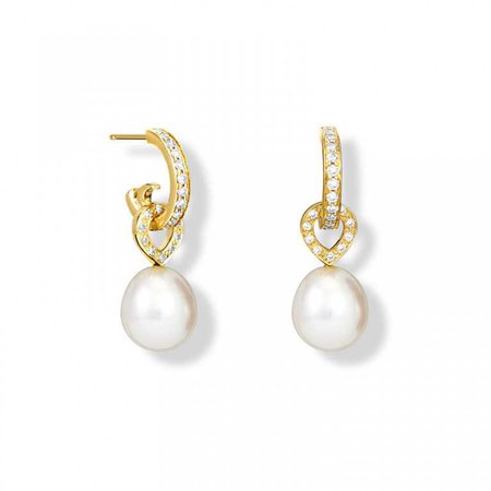 Melissae di Erice Reversible Pearl and Diamond White Gold and Yellow Gold Earrings