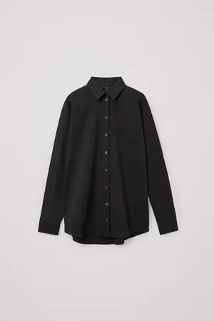 COTTON SHIRT WITH PLEAT - black - Shirts - COS US