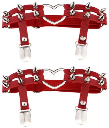 red leather thigh garters