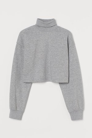 Cropped Turtleneck Sweatshirt - Gray