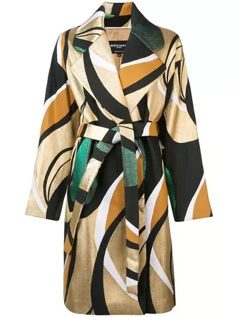 Rochas Printed Belted Coat - Farfetch