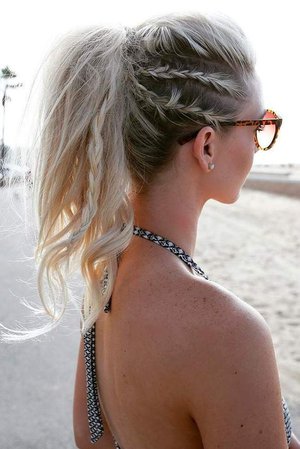 messy high ponytail with braid