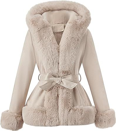 Amazon.com: Bellivera Women's Trench Coat Faux Suede Jacket Winter Hooded Overcoat with Belt : Clothing, Shoes & Jewelry