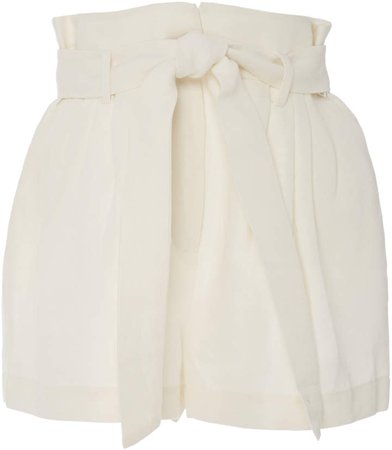 Belted Linen-Blend Shorts Size: 4