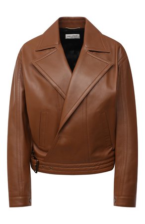 Женская коричневая кожаная куртка SAINT LAURENT — купить за 389500 руб. в интернет-магазине ЦУМ, арт. 644265/Y50A2