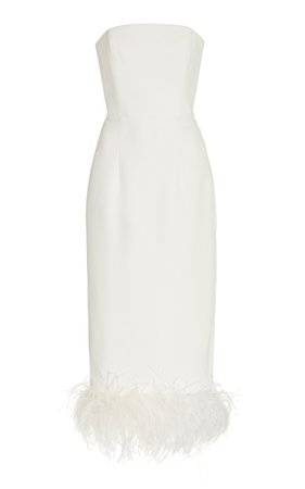 Minelli Feather-Trimmed Crepe Strapless Midi Dress By 16arlington | Moda Operandi