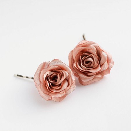 Rose Hair Pins Small Rose Hair Pins -Bridesmaids Flower Hair Piece - Gold - Dusty Rose - Pink #2485389 - Weddbook