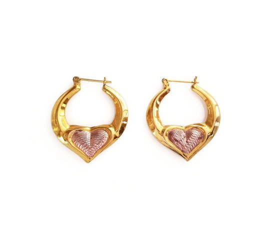 Sterling Puffy Heart Hoop Earrings Silver 925 Yellow Gold | Etsy