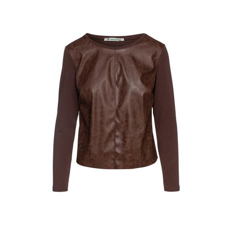 Chocolate Brown Faux Leather Detail Top | Conquista | Wolf & Badger
