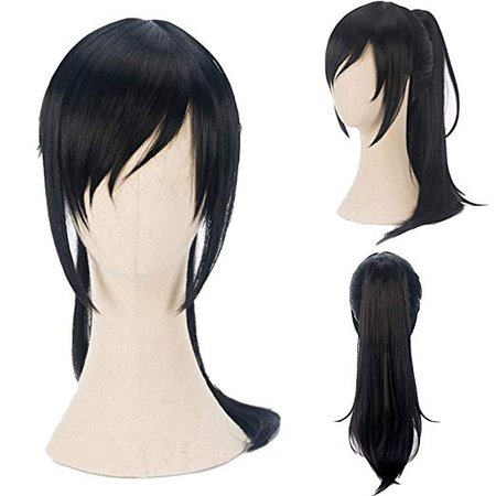 Amazon.com : Cosplay Long Black Wavy Ponytail Anime Hero Synthetic Wig : Gateway