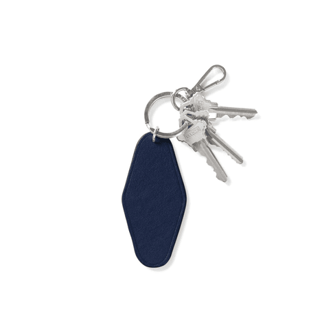 Leather Hotel Keychain - House, Car Key Holder, Vintage Design, Rotating Metal Clip - Blue - Personalized Gifts, Leatherology