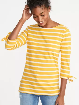 Relaxed Tie-Sleeve Boat-Neck Tee for Women | Old Navy