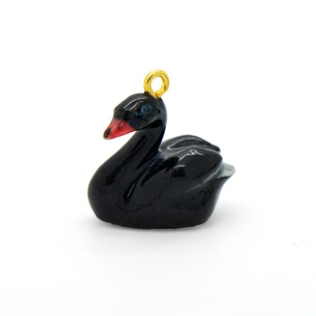 Miniature Ceramic Black Swan Charm or Glass Terrarium Glass | Etsy Sweden