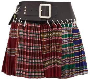 Chopova Lowena - Pleated Recycled Wool Jacquard Mini Skirt - Womens - Red Multi