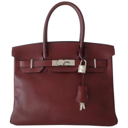 Hermès Taurillon Clemence Leather Bordeaux Burgundy Phw 30 cm Birkin Bag